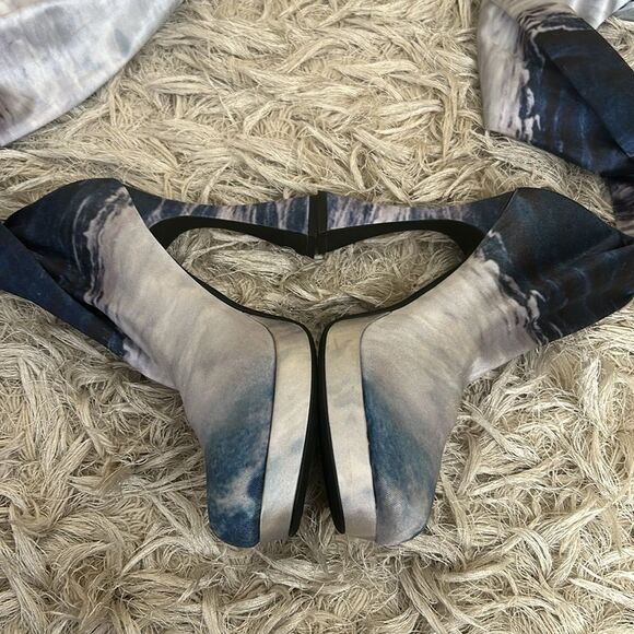 Jeffrey Campbell Rare Pantalones High Heel Platform Pant Boots Blue Waves size 7 - Picture 13 of 16